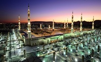 Masjid Nabawi evening aerial Madinah